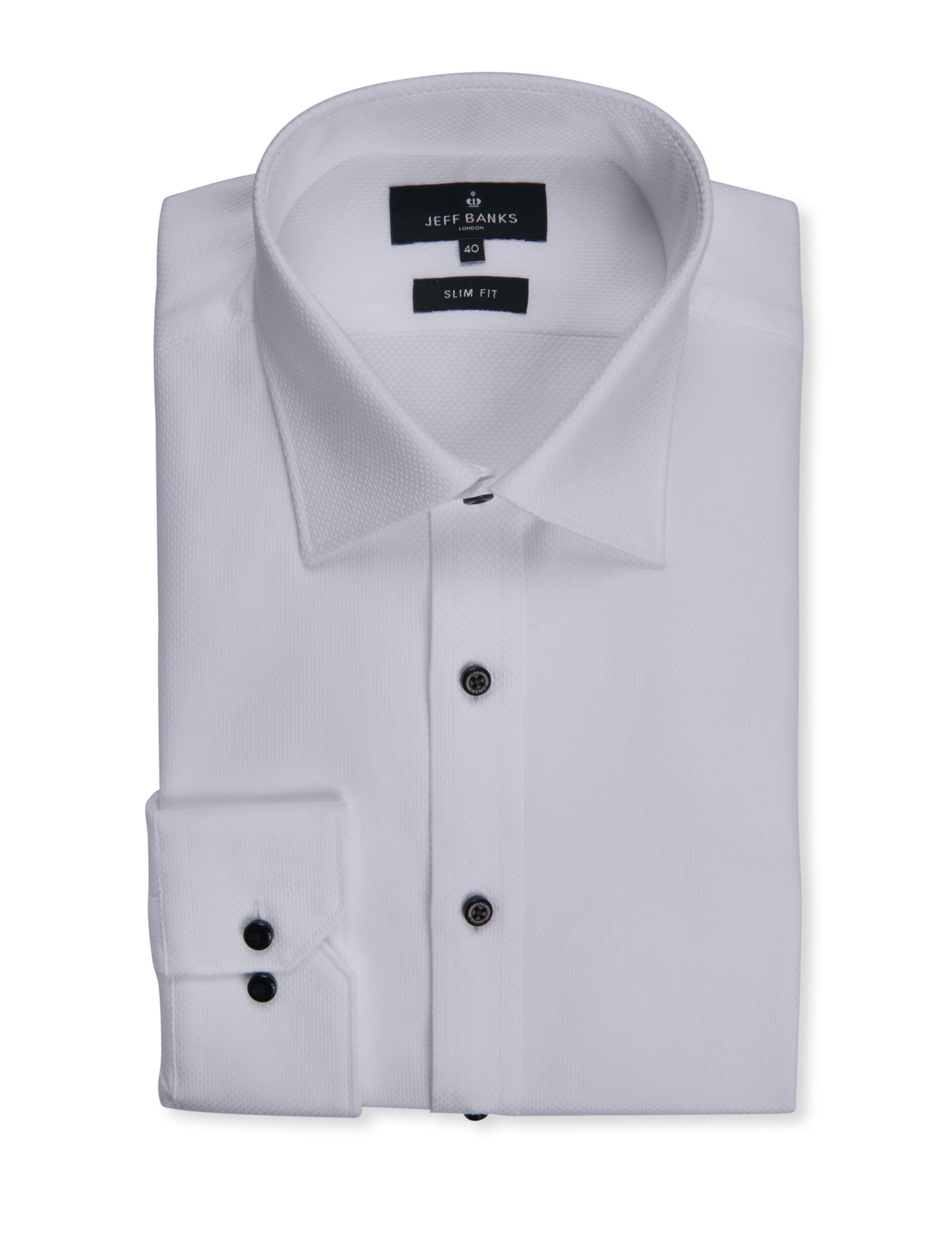CANNES BLACK BUTTON DOBBY SLIM FIT SHIRT