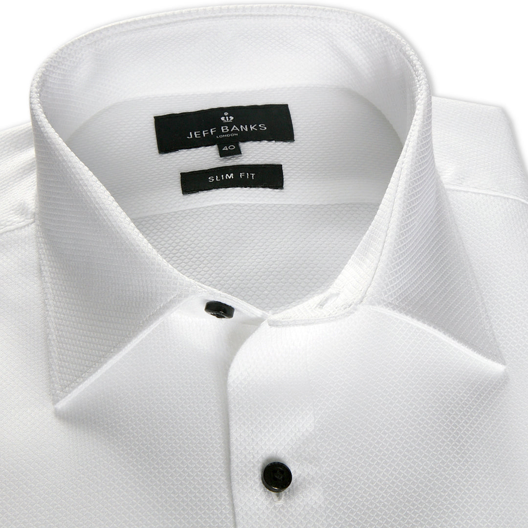 CANNES BLACK BUTTON DOBBY SLIM FIT SHIRT