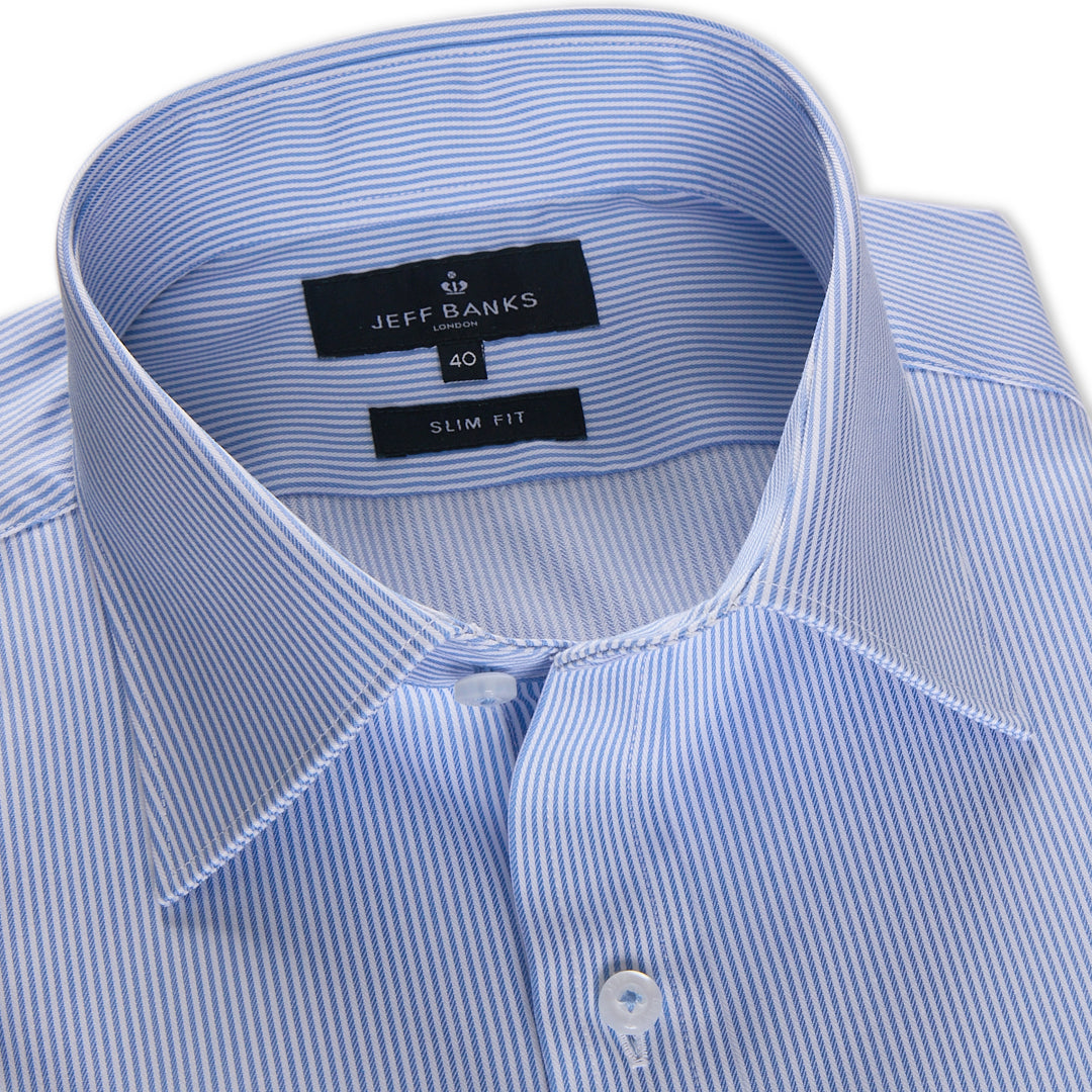 HENLEY FINE TWILL STRIPE SLIM FIT SHIRT