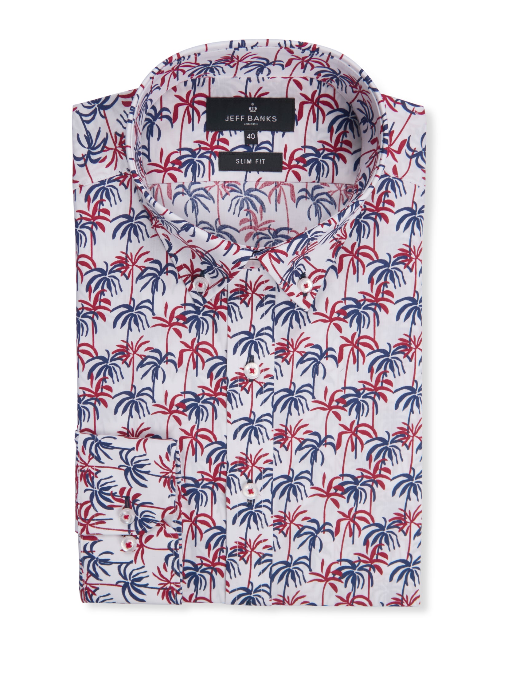 PALM PRINT POPLIN SLIM FIT SHIRT