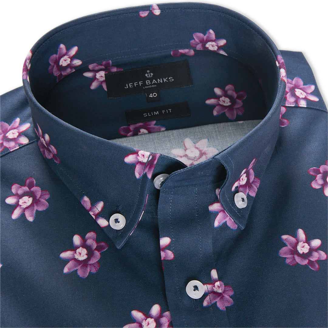 FALLING BLOOMS PRINT SLIM FIT SHIRT